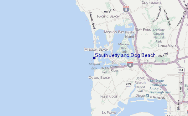 carte de localisation de South Jetty and Dog Beach