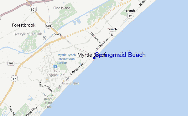 carte de localisation de Springmaid Beach