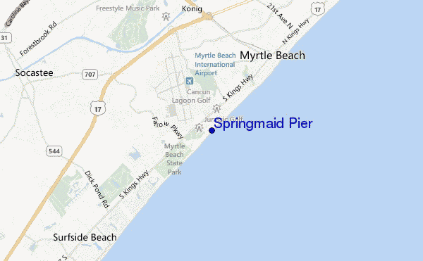 carte de localisation de Springmaid Pier