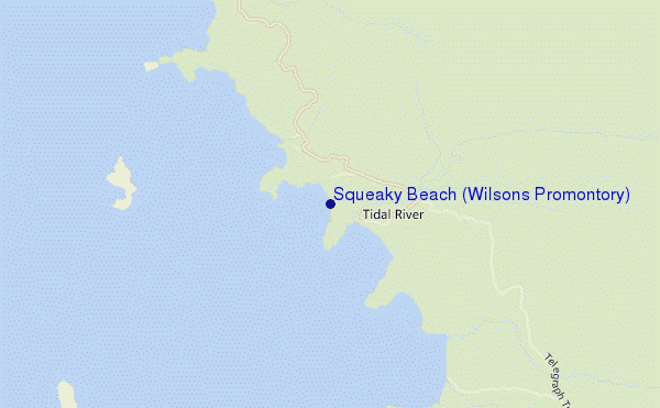 carte de localisation de Squeaky Beach (Wilsons Promontory)