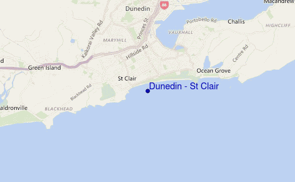 carte de localisation de Dunedin - St Clair