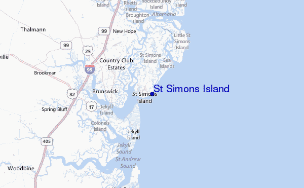 St Simons Island Location Map