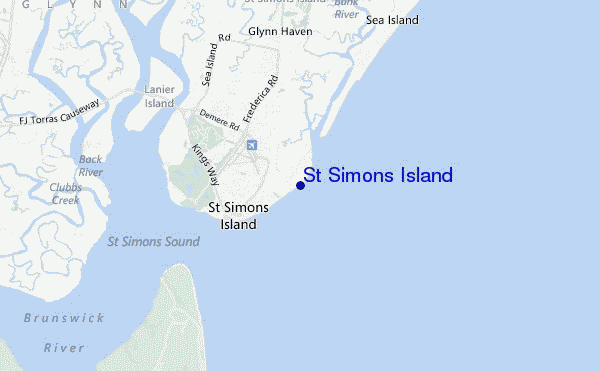 carte de localisation de St Simons Island