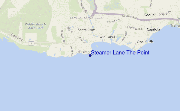 carte de localisation de Steamer Lane-The Point