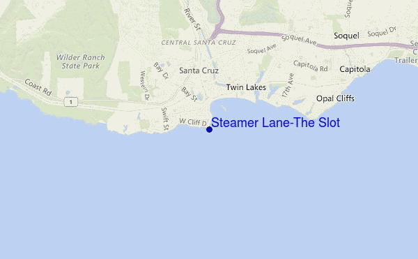 carte de localisation de Steamer Lane-The Slot