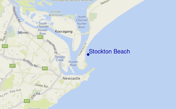 carte de localisation de Stockton Beach