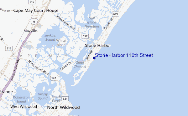 carte de localisation de Stone Harbor 110th Street
