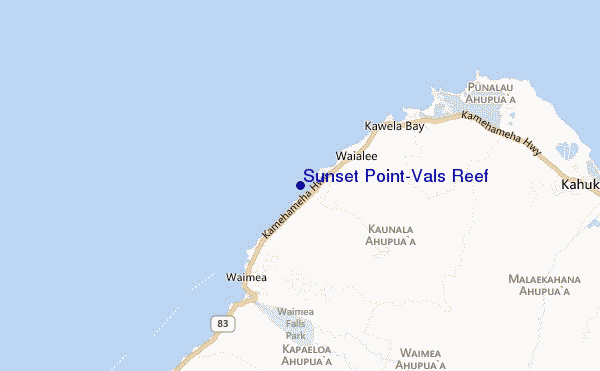 carte de localisation de Sunset Point/Vals Reef