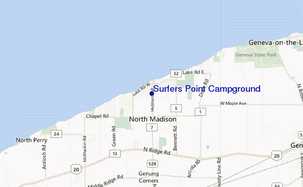 carte de localisation de Surfers Point Campground