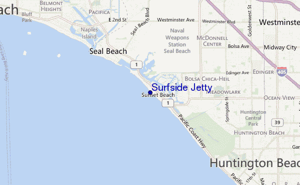 carte de localisation de Surfside Jetty