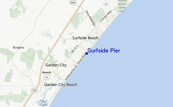 carte de localisation de Surfside Pier