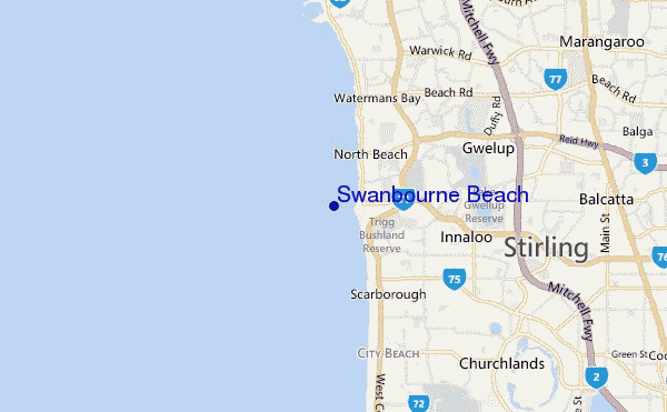 carte de localisation de Swanbourne Beach