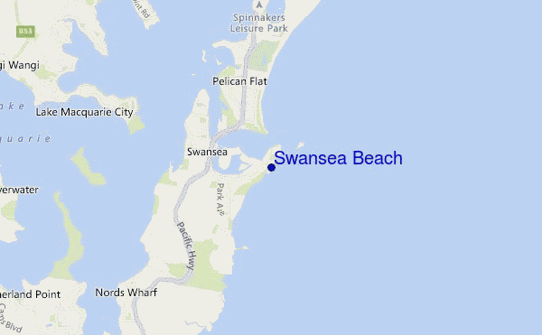 carte de localisation de Swansea Beach