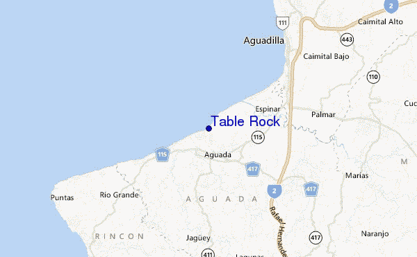 carte de localisation de Table Rock