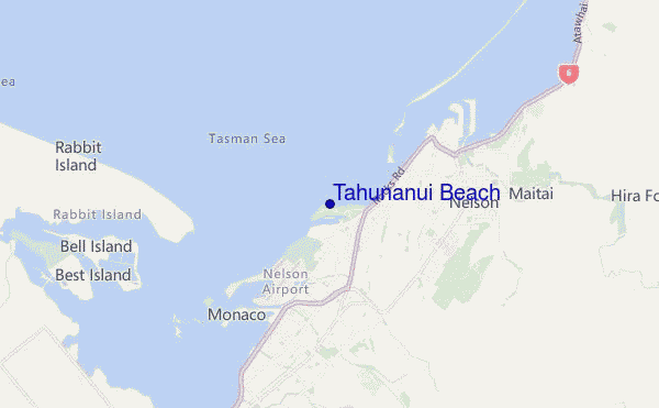 carte de localisation de Tahunanui Beach