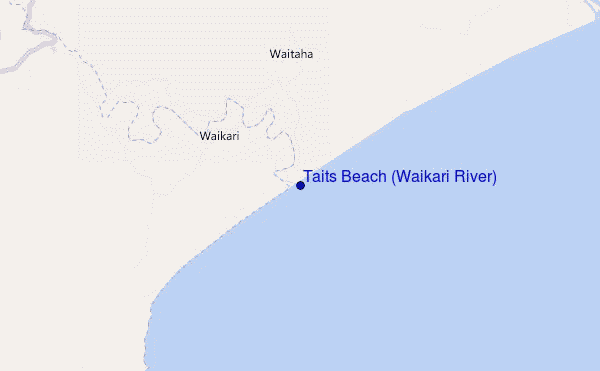 carte de localisation de Taits Beach (Waikari River)
