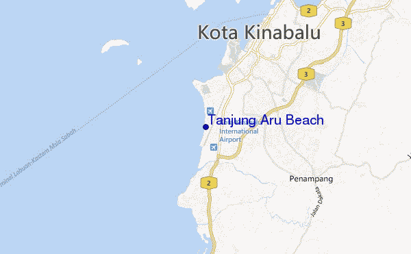 carte de localisation de Tanjung Aru Beach
