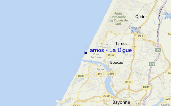 carte de localisation de Tarnos - La Digue