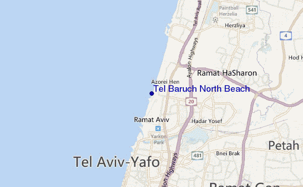 carte de localisation de Tel Baruch North Beach