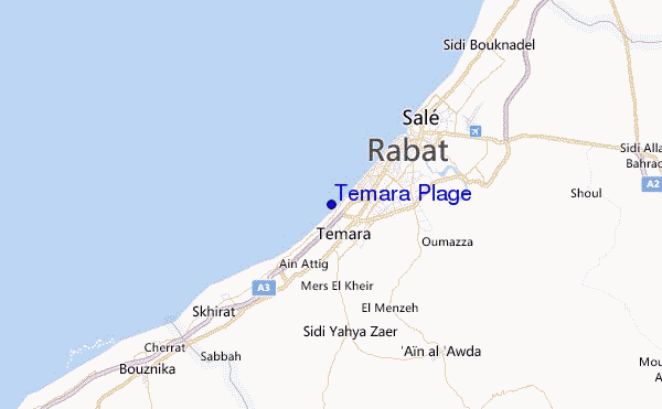 Temara Plage Location Map