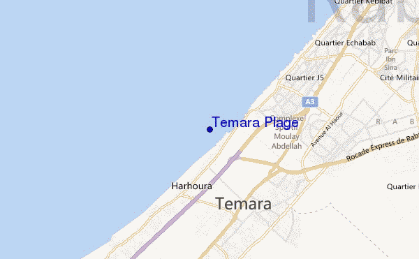 carte de localisation de Temara Plage