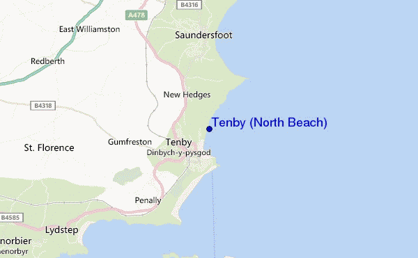 carte de localisation de Tenby (North Beach)