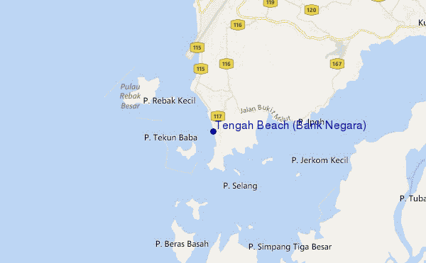 carte de localisation de Tengah Beach (Bank Negara)