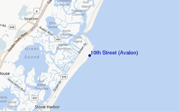 carte de localisation de 10th Street (Avalon)