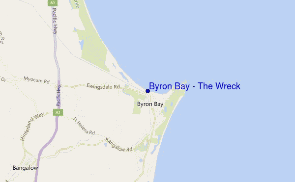 carte de localisation de Byron Bay - The Wreck