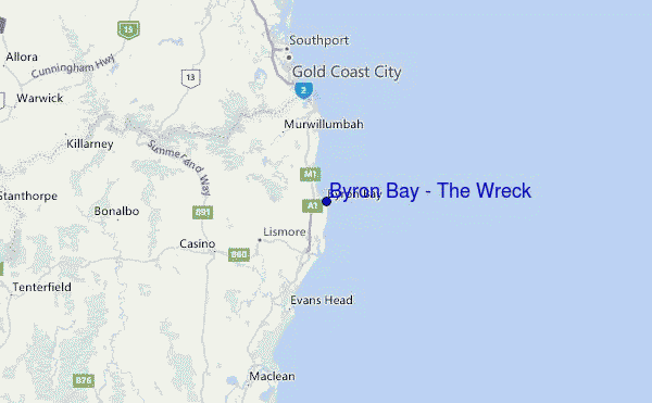 byron bay carte Byron Bay The Wreck Previsions De Surf Et Surf Report Nsw North Coast Australia byron bay carte