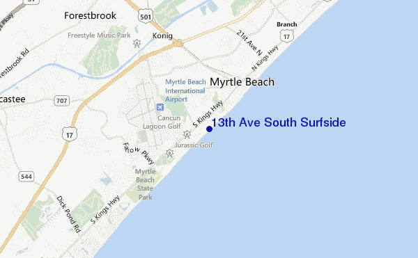 carte de localisation de 13th Ave South Surfside