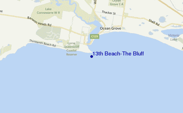 carte de localisation de 13th Beach-The Bluff