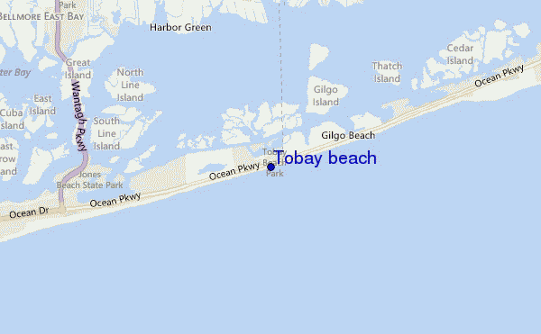 carte de localisation de Tobay beach