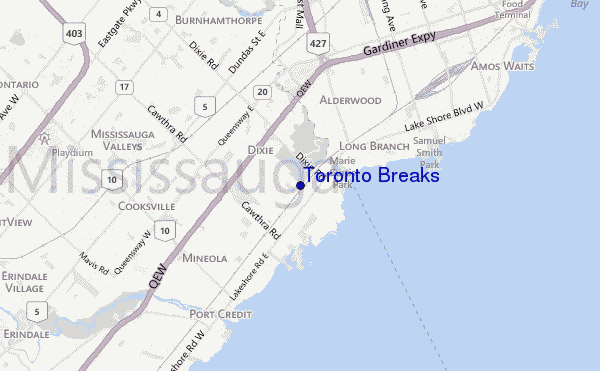carte de localisation de Toronto Breaks