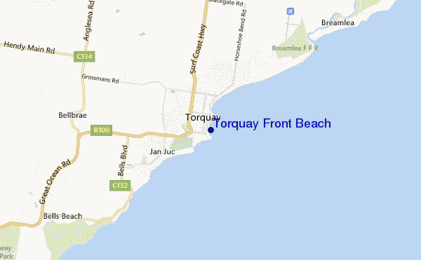 carte de localisation de Torquay Front Beach