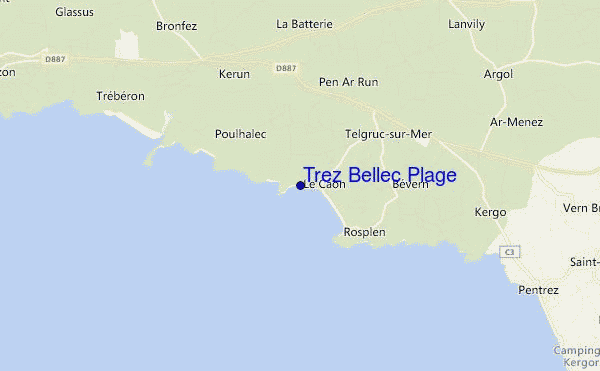 carte de localisation de Trez Bellec Plage
