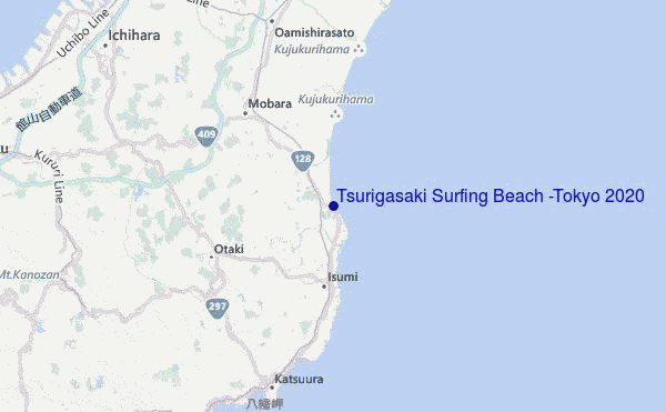 Tsurigasaki Surfing Beach (Tokyo 2020) Location Map