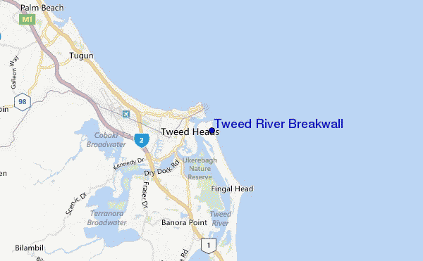carte de localisation de Tweed River Breakwall
