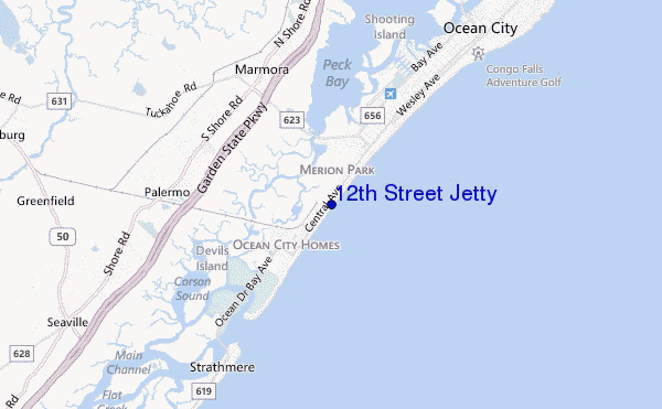 carte de localisation de 12th Street Jetty