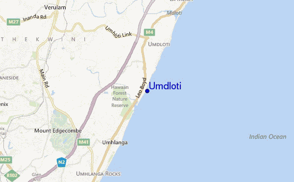 carte de localisation de Umdloti