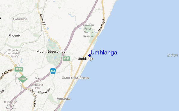carte de localisation de Umhlanga