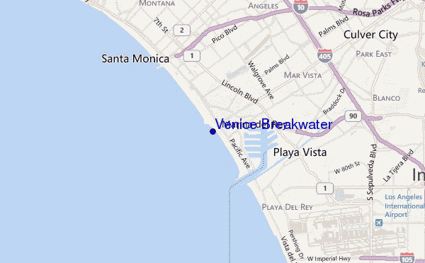 carte de localisation de Venice Breakwater