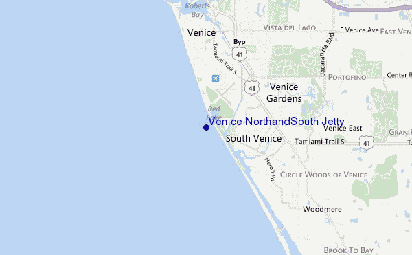 carte de localisation de Venice North and South Jetty