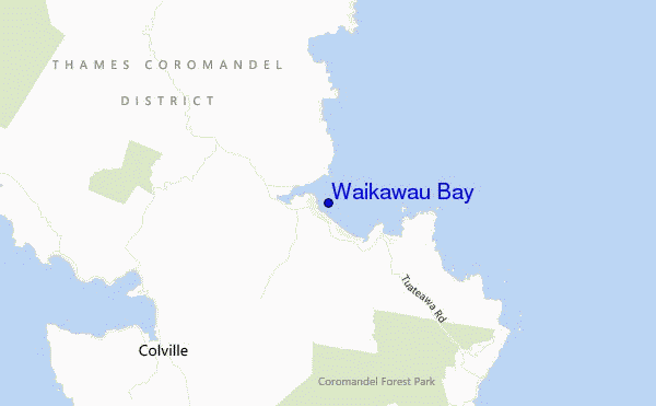 carte de localisation de Waikawau Bay