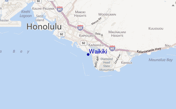 carte de localisation de Waikiki