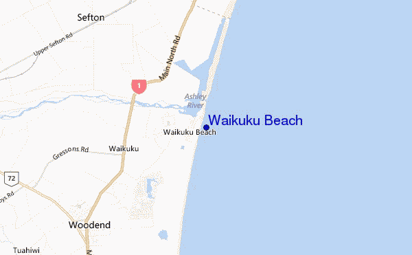 carte de localisation de Waikuku Beach