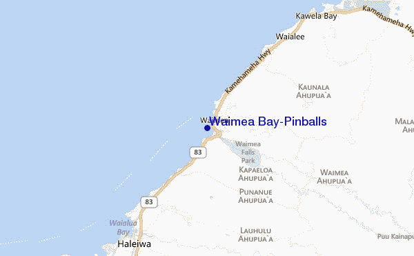 carte de localisation de Waimea Bay/Pinballs