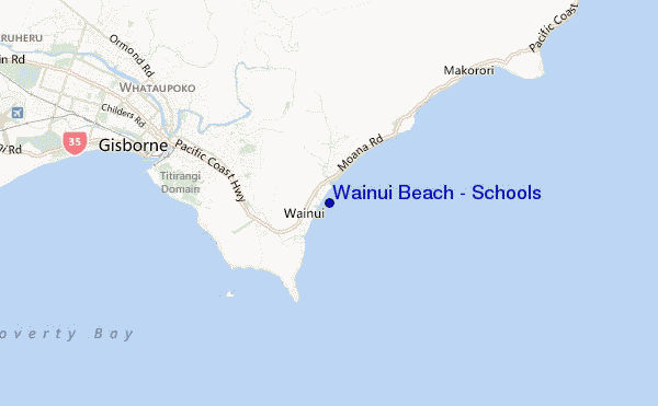 carte de localisation de Wainui Beach - Schools