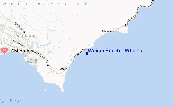 carte de localisation de Wainui Beach - Whales