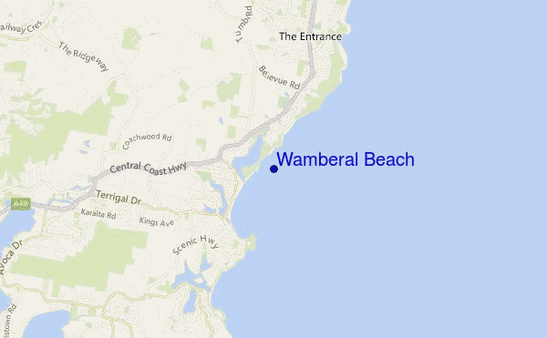 carte de localisation de Wamberal Beach